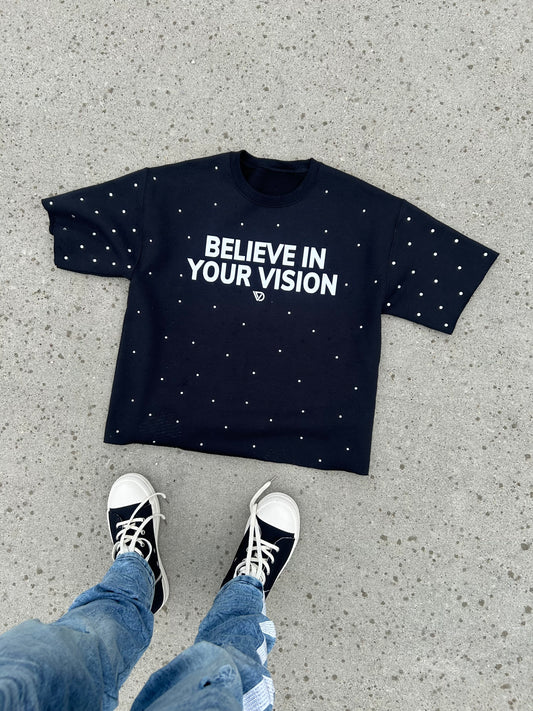BELIEVE IN YOUR VISION OVERSIZED CROPPED T SHIRT